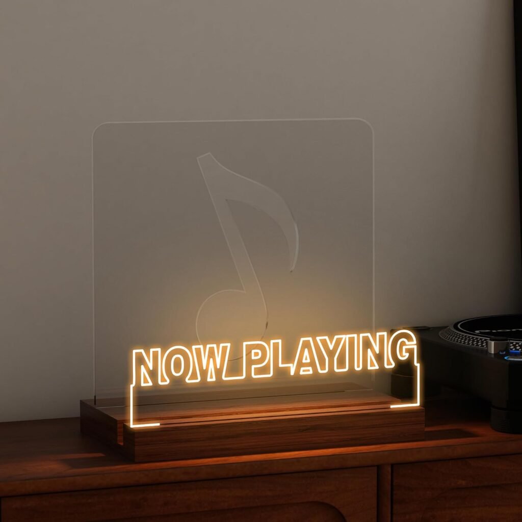 Vinyl plaathouder met warm witte verlichting voor vinylalbum display