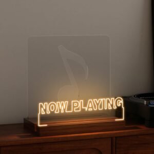 Vinyl Plaathouder met Verlichting – LP Display Standaard – Houten & Acryl Platenhouder – Warm Wit Licht voor Vinylalbums