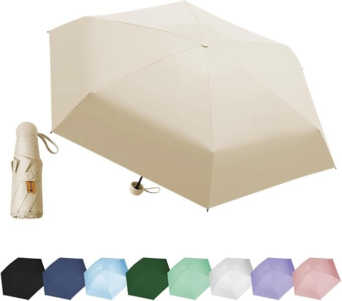 Mini paraplu met 6 baleinen, UV-bescherming, opvouwbaar, windbestendig en waterdicht met draagtas