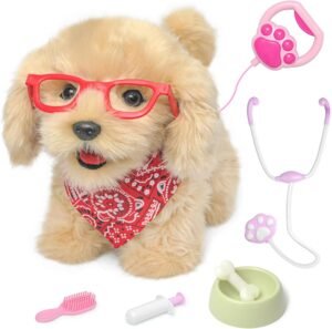 Interactieve wandelende speelgoed hond goud met afstandsbediening voor kinderen