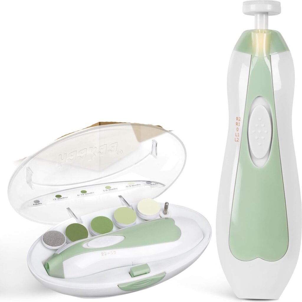 Elektrische baby nageltrimmer met 4 vervangende pads voor pasgeborenen, peuters en volwassenen, voor vingernagels en teennagels