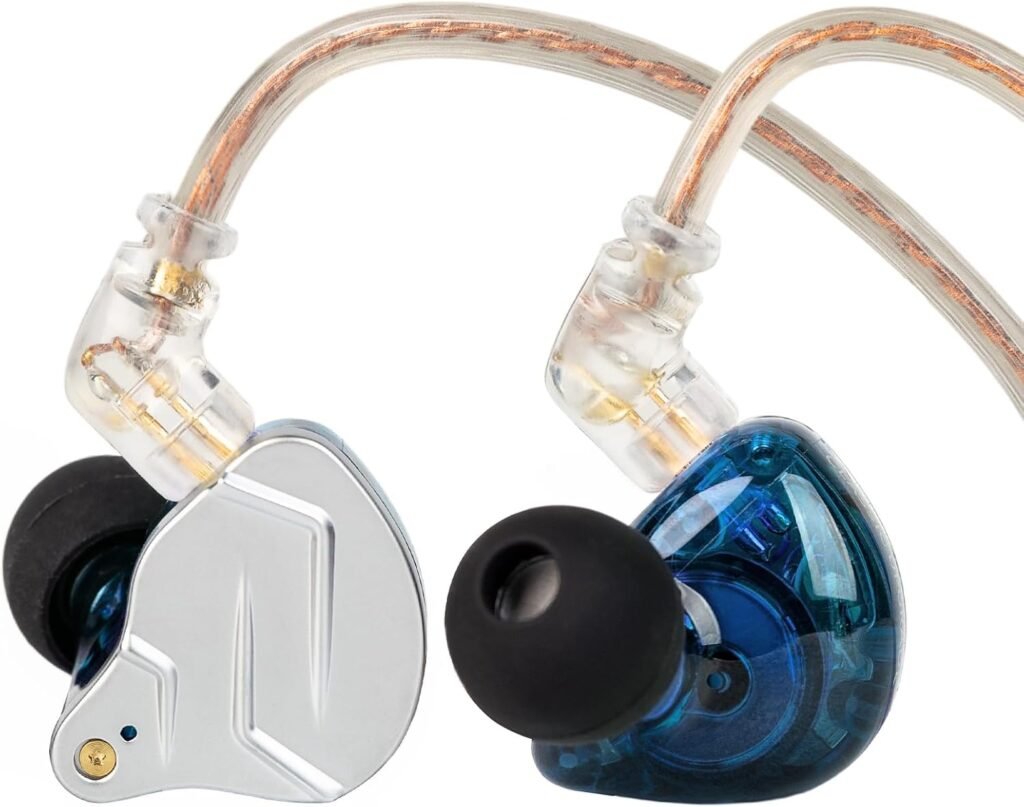 Blauwe in-ear oortjes met HiFi-geluidsisolatie, 1DD + 1BA hybride drivers, 3,5 mm audio plug en verwisselbare kabel zonder microfoon