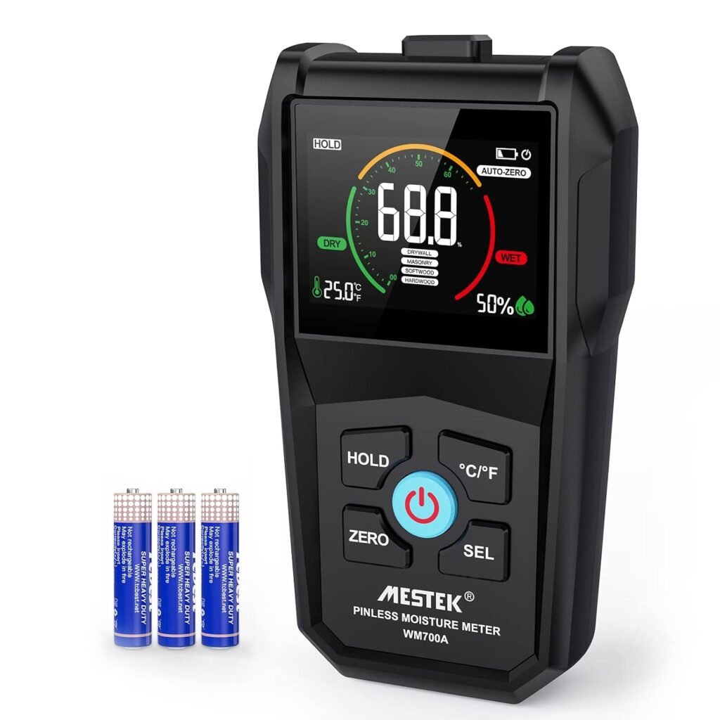 Digitale vochtmeter voor hout, muren en bouwmaterialen met LCD-scherm en geluidsalarm