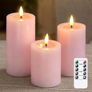 LED Kaarsen Set – Elektrische Stompkaarsen van Echte Wax – Flikkerende Vlam met Timer en Afstandsbediening – 3 Stuks 10, 12,5 en 15 cm
