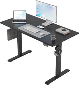Elektrisch Zit-Sta Bureau 100 x 60 cm – Hoogte Verstelbaar Bureau – Geheugenfunctie en Anti-Collisiesysteem – Zwart