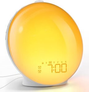 Lichtwekker met Zonsopgangsimulatie – Wake-up Light met Zonsondergangfunctie – Touch- en Appbediening, 15W Draadloos Opladen – Alexa Compatibel