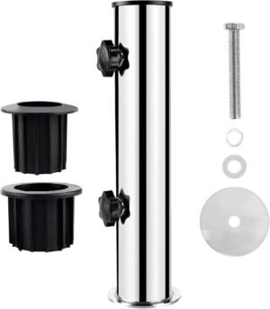 Verstelbare universele parasolhouder met 3 PVC reducerrings 32/40/50 mm voor balkon en granieten parasolvoet