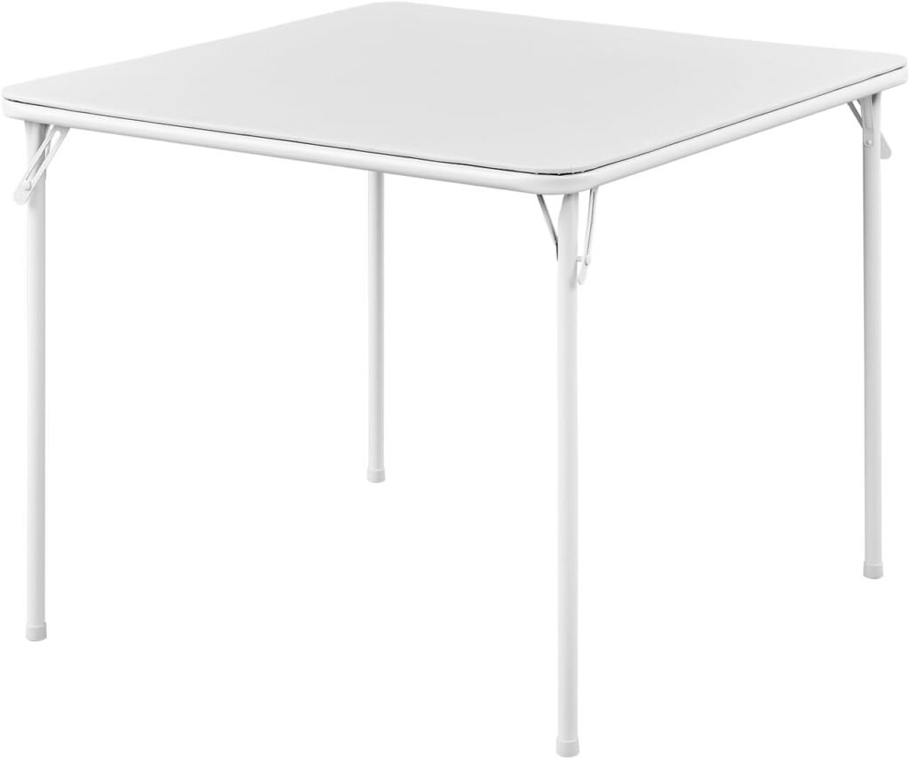 Witte vouwtafel voor camping, tuin, balkon en eetkamer, opvouwbaar, 80 x 80 x 70 cm