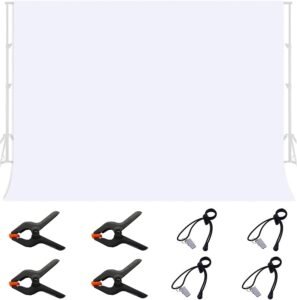 Fotografie Achtergrond 3 x 2 m – Witte Foto Achtergrond van Polyester – Fotostudio Achterdoek met 4 Veerclips – Voor Fotografie en Video-opnames