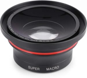 Groothoeklens 37 mm – HD Groothoek- en Macrolens – Smartphone Lens met Telefoonclip – Voor Camcorder en DSLR Camera