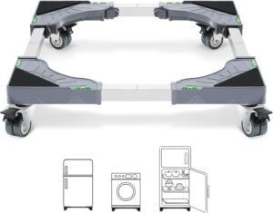 Wasmachine Verhogingsplateau met Wielen – Verstelbare Trolley voor Wasmachine en Droger – Vergrendelbare Wielen – 40-62 cm Breedte, 200 kg Belastbaarheid