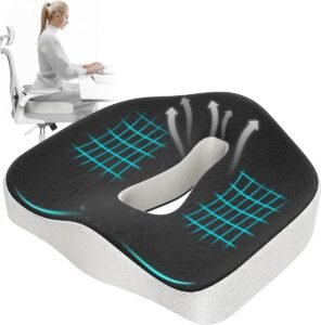 Orthopedisch Zitkussen – Ergonomisch Geheugenfoam Kussen – Coccyx Zitkussen voor Kantoor en Auto – Zwart