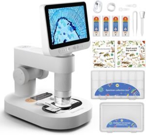Digitale Microscoop 1600x – 1080p HD Beeldkwaliteit – USB Microscoop met IPS Scherm – 8 Verstelbare LED-Lichten – 4,0 Inch