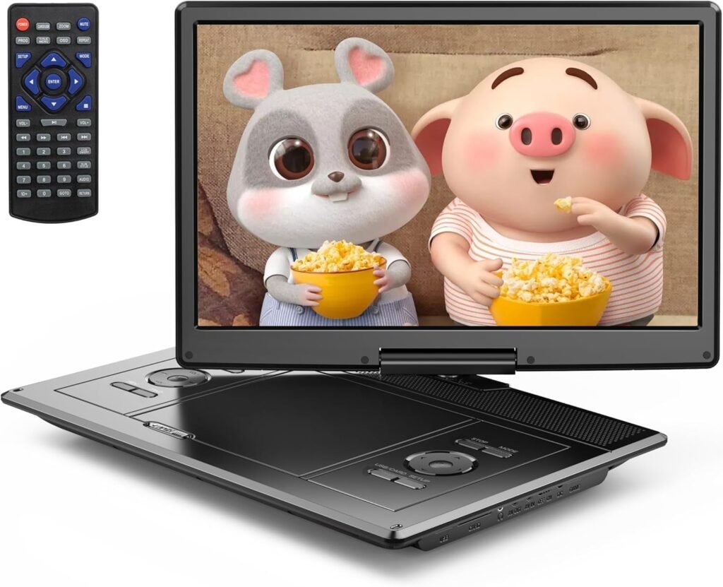 Draagbare dvd-speler met 15,5 inch HD-scherm en roteerbaar scherm, USB- en SD-kaartondersteuning