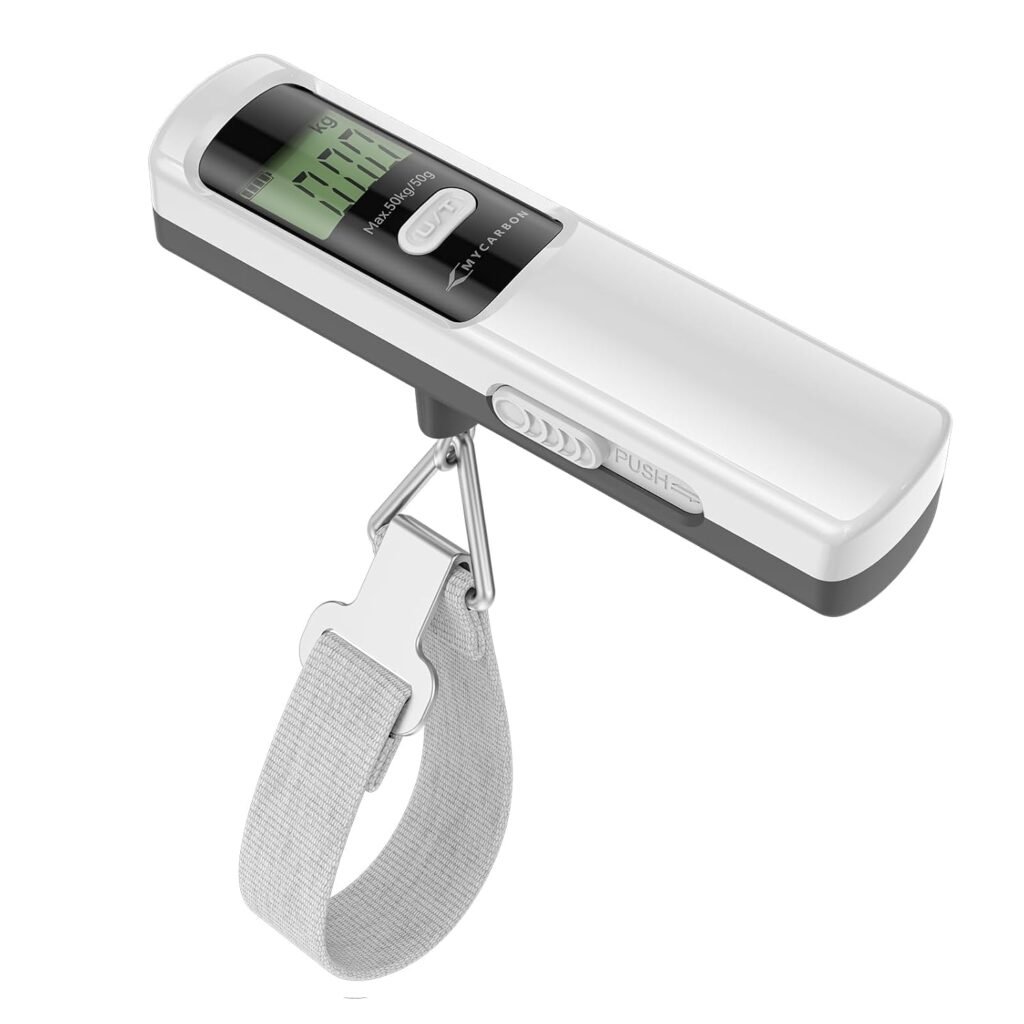 Digitale bagageweegschaal 50 kg met LCD-display voor koffer en reizen, wit