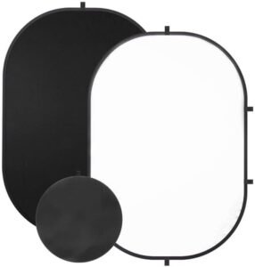 Fotografie Achtergrond Wit Zwart 5×6.5ft/150x200cm – Dubbelzijdig Muslin Achtergronddoek voor Video en Live Streaming – Opvouwbaar Chromakey Scherm met Draagtas