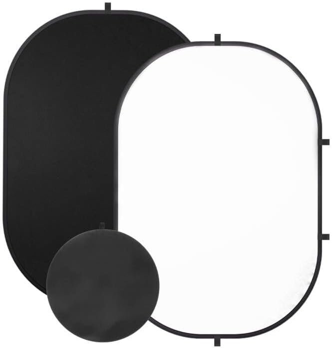 Witte zwarte fotografie achtergrond 100x150 cm, dubbelzijdig muslin chromakey scherm met draagtas voor video en live streaming