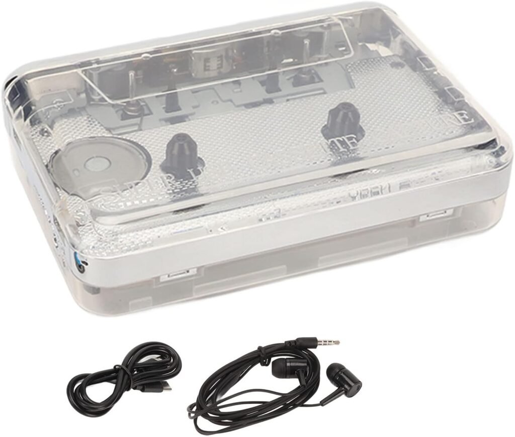 Draagbare cassette speler met USB-C cassette-naar-MP3 converter en koptelefoon