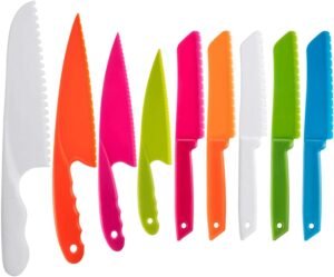 Kinder Keukenmessenset – 9-delige Kindermessen Set – Veilige Nylon Snijmessen voor Bakken, Fruit, Brood en Salade – Kindvriendelijke Keukenmesjes