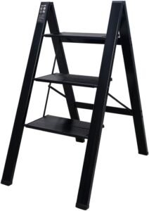 Trapladder Metaal – Lichtgewicht Huishoudladder – Compacte Stepladder voor Thuis – Voor Plantenpotten en Klusjes