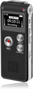 Digitale Dictafoon – Spraakrecorder voor Interviews en Notities – Draagbare Audiorecorder – Oplaadbaar Opnameapparaat met Hoge Geluidskwaliteit