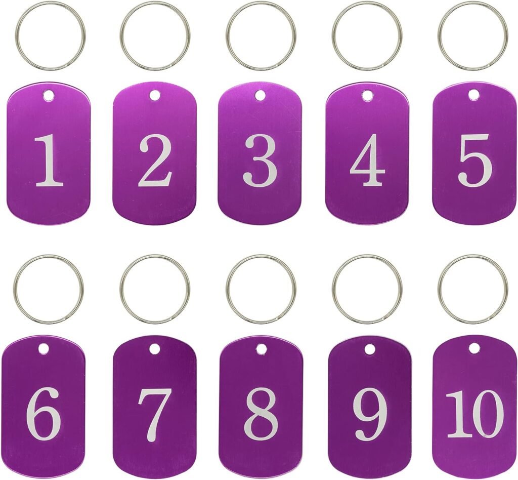 Aluminium nummerlabels met sleutelhangers voor sleutelorganisatie, set van 25, zilverkleurig