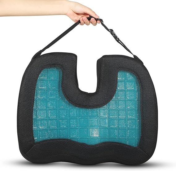 Ergonomisch memory foam zitkussen met koelgel voor bureaustoel en autostoel ter ondersteuning van stuit en rug