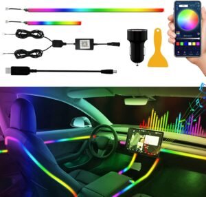 Auto interieur LED verlichting set met draadloze bediening en muziekgestuurde sfeerverlichting