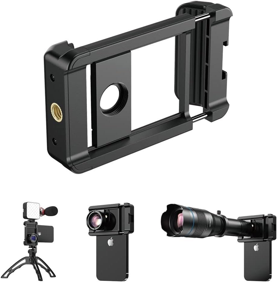 Lensadapter voor smartphone en teleobjectief met universele bevestiging