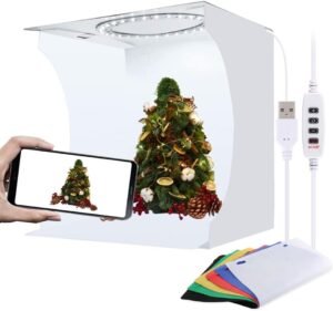Opvouwbare Lichtbak – Draagbare Fotostudio met Verstelbare LED Verlichting – Fotografie Achtergronden – 12 inch (30 cm)