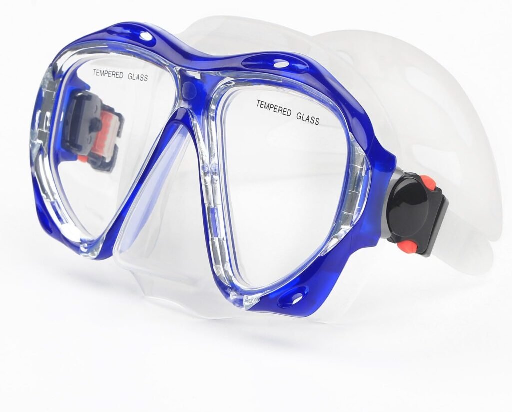 Volwassen snorkelmasker met anti-fog gehard glas en neusbedekking