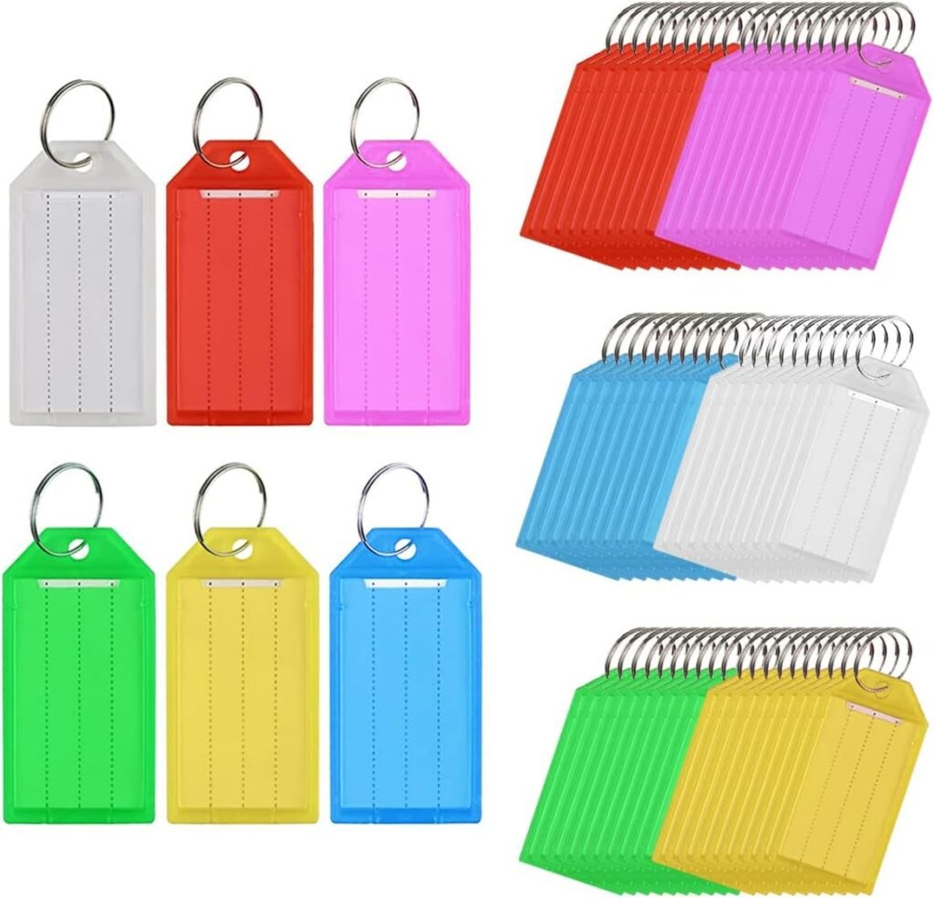 Sleutelhangers met Labels - Schrijfbare Sleutellabels voor Organisatie - Sleutelbos Accessoires - Set van 60 Stuks