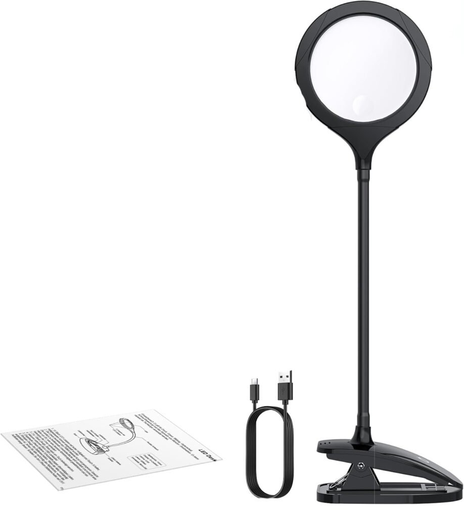 Vergrootglas lamp met LED verlichting, tafelklem en 5x 10x vergroting voor lezen, werk en reparaties