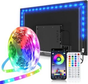 TV Achtergrondverlichting – RGB LED Strip met Afstandsbediening – Meerkleurige Sfeerverlichting voor TV en Slaapkamer – Eenvoudige Installatie