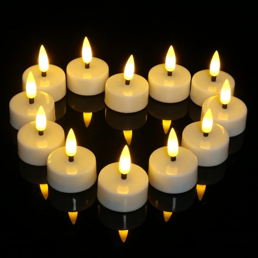LED theelichtjes met timer, set van 12, warm wit licht