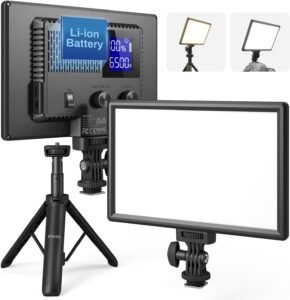 Videolamp met ministatief – LED videolamp voor fotografie en conferenties – Verstelbare kleurtemperatuur 3200K-5600K – Professionele belichting