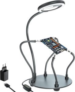 Vergrootglas met LED Verlichting – Leesloep met Verstelbare Stand – Vergrootlamp met Flexibele Arm – Millimetermaat en USB