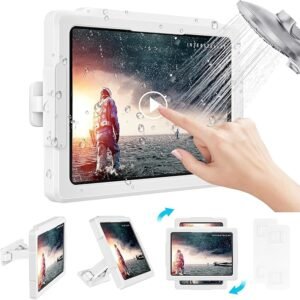 Tablet Houder Waterdicht – Uitschuifbare iPad Houder met 360° Draaibare Muurbeugel – Anti-Condens Touchscreen Case voor Badkamer en KeukenWil je jouw favoriete series kijken of muziek luisteren terwijl je ontspant in bad of onder de douche? Deze waterdichte tablet houder is speciaal ontworpen voor gebruik in vochtige omgevingen zoals de badkamer of keuken. Dankzij de uitschuifbare arm, 360° draaifunctie en het anti-condens touchscreen geniet je van optimaal gebruiksgemak zonder zorgen over waterschade. Eenvoudig te monteren zonder te boren en geschikt voor tablets en smartphones tot 11 inch!  Belangrijke voordelen  Waterdicht en anti-condens voor helder zicht en veilige bediening.  Geschikt voor tablets en smartphones tot 11 inch.  360° draaibaar voor de perfecte kijkhoek.  Uitschuifbaar en in hoogte verstelbaar voor optimaal zicht.  Eenvoudige installatie zonder boren met sterke zelfklevende bevestiging.  Stevige ABS-constructie met schokbestendige bescherming.  Twee bevestigingsmogelijkheden: muurmontage of als tafelstandaard.  Uitschuifbaar en verstelbaar voor optimaal kijkcomfort De unieke uitschuifbare arm maakt het mogelijk om je tablet dichterbij te halen of juist verder weg te plaatsen, afhankelijk van je voorkeur. Hierdoor heb je altijd het perfecte zicht, of je nu een recept volgt in de keuken of een film kijkt in bad. De verstelbare hoogte zorgt ervoor dat het scherm zich altijd in de ideale positie bevindt.  Volledige draaifunctie voor maximale flexibiliteit Dankzij de 360° draaibare kogelkop kan de tablet houder in elke gewenste hoek worden ingesteld. Of je nu staand, zittend of liggend bent, je kunt de kijkhoek eenvoudig aanpassen voor een comfortabele ervaring. De houder is ook kantelbaar, zodat reflecties van verlichting worden geminimaliseerd.  Waterdicht en anti-condens voor zorgeloos gebruik Het speciale anti-condens touchscreen zorgt ervoor dat je het scherm helder blijft zien, zelfs in een dampige badkamer. Het waterdichte ontwerp beschermt je apparaat tegen spatwater, zodat je zonder zorgen kunt genieten van entertainment onder de douche of tijdens het koken.  Stevig en schokbestendig ontwerp Gemaakt van hoogwaardig ABS-materiaal met een schokbestendige binnenlaag, biedt deze tablet houder optimale bescherming voor je apparaat. De versterkte hoeken zorgen ervoor dat je tablet stevig op zijn plek blijft zitten, zelfs bij veelvuldig gebruik.  Eenvoudige montage zonder boren Geen gedoe met schroeven of gaten in de muur! De houder wordt geleverd met twee sterke zelfklevende muurstickers die eenvoudig te bevestigen zijn op verschillende oppervlakken zoals tegels, glas en metaal. Wil je de houder liever als tafelstandaard gebruiken? Klap dan simpelweg de steun aan de achterkant uit en plaats hem op een vlakke ondergrond.  Inhoud van de verpakking 1x Waterdichte tablet houder  2x Zelfklevende muurstickers  1x Gebruiksaanwijzing  Productspecificaties Materiaal: ABS-kunststof  Maximale schermgrootte: 11 inch  Draaibaarheid: 360°  Montagemethode: Muurbevestiging (zelfklevend) of tafelstandaard  Waterdichtheid: Ja, inclusief anti-condens touchscreen  Kleur: Wit  Maak van je badkamer of keuken een slimme entertainmentruimte met deze innovatieve tablet houder. Bestel vandaag nog en geniet direct van het gemak en comfort!