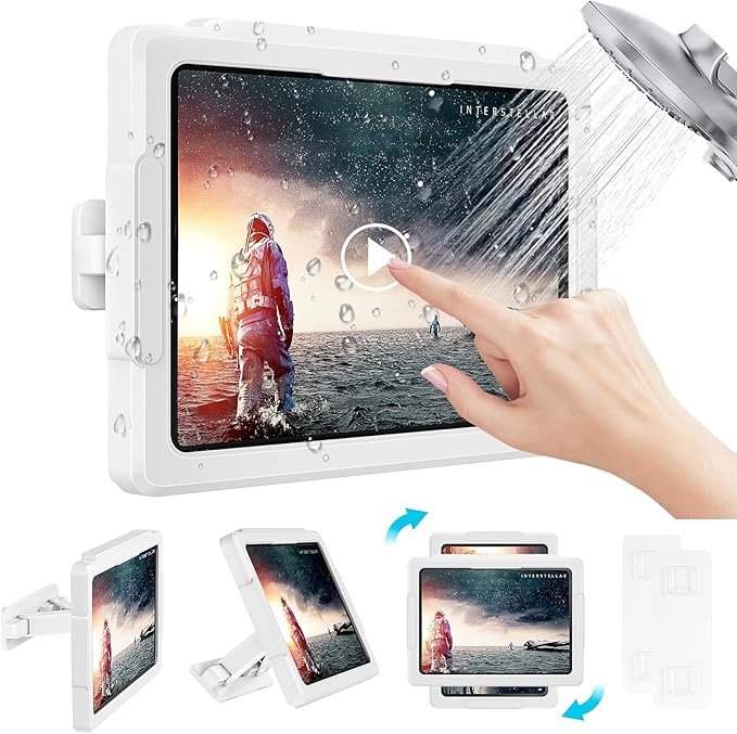 Waterdichte tablet houder met 360° draaibare muurbeugel voor douche, badkamer en keuken tot 11 inch