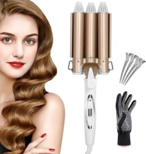 Toermalijn krulspelden set met handschoenen, professionele haarrollers voor glanzende krullen