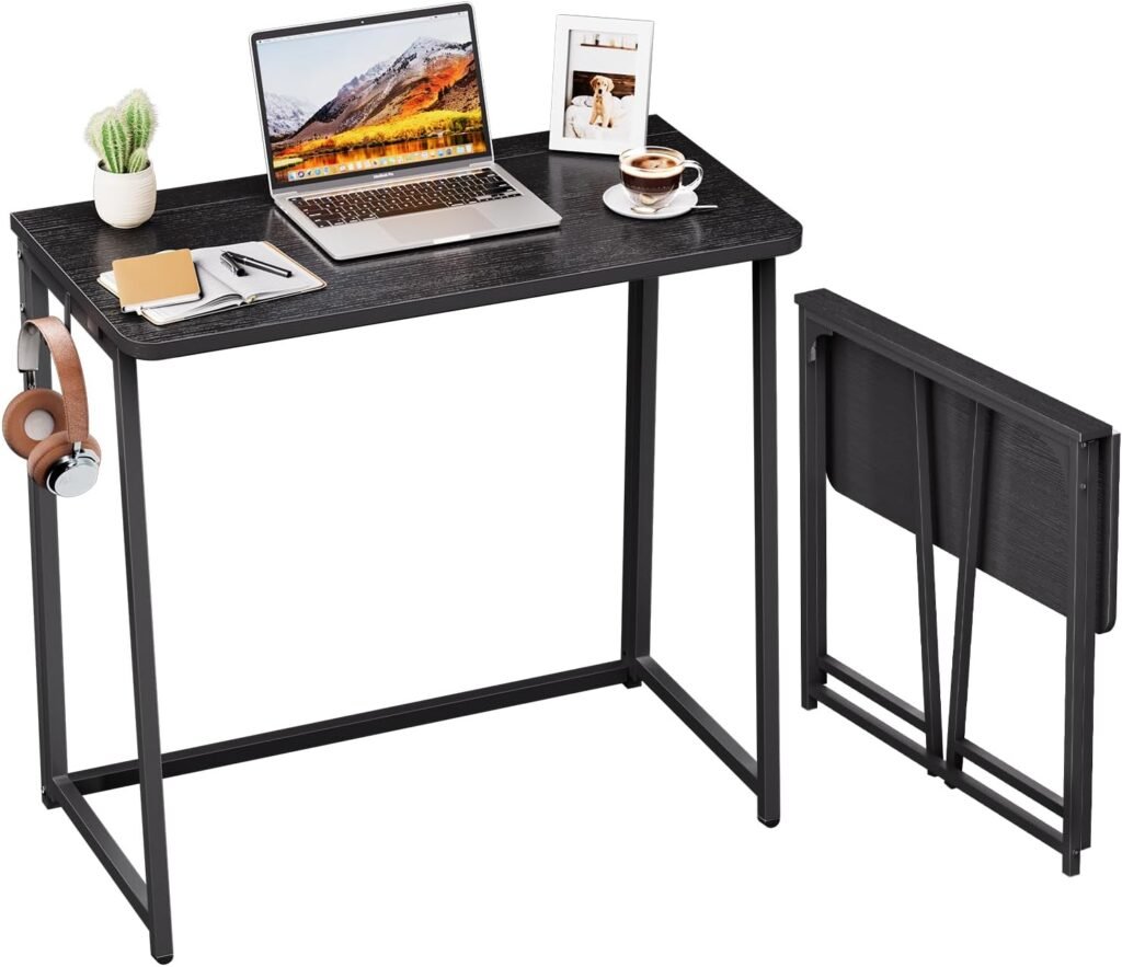 Vouwbaar computer bureau 80 cm zwart voor laptop en thuiswerkplek met ruimtebesparend ontwerp