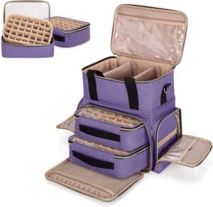 Nagellak Opbergdoos Grijs – Nagellak Organizer voor 70 Flessen – Opbergkoffer met Handvat – Voor Make-up Opslag
