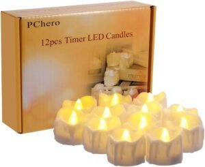 Flikkerende LED theelichtjes met warm wit licht, set van 12, op batterijen
