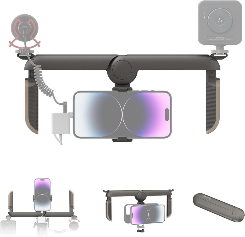 Smartphone Video Rig Opvouwbaar - Handheld Stabilizer Cage voor Vloggen en Video Opnames - Universele Telefoonhouder voor iPhone, Samsung en Android