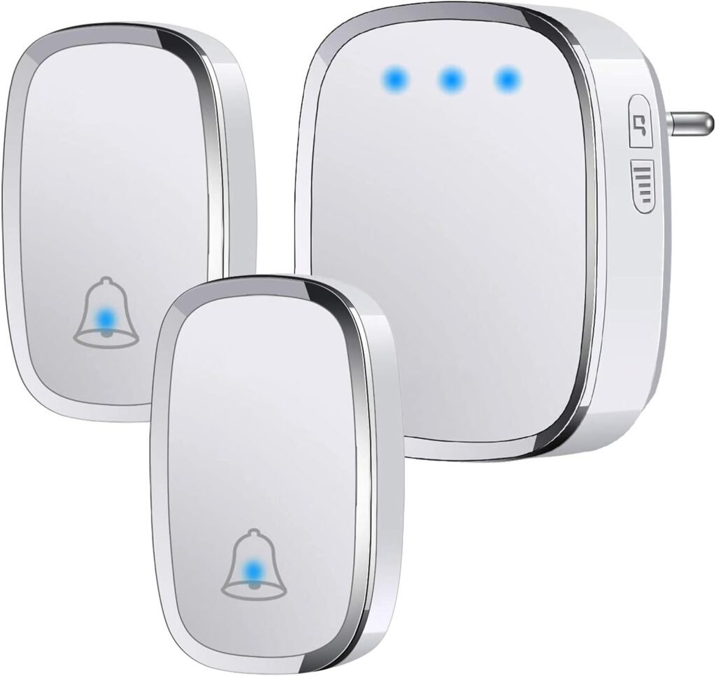 Waterdichte draadloze deurbel met LED-indicator en 2 ontvangers voor binnen en buiten