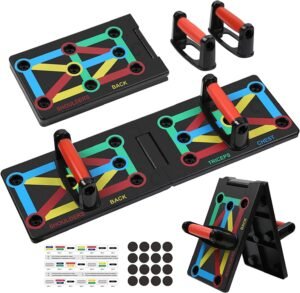 Push-Up Board – Kleurgecodeerd Opdrukbord – Draagbaar en Makkelijk te Monteren – Antislip Handgrepen – Complete Body Strength Training