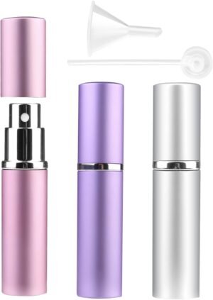 Hervulbare verstuiverflessen 5 ml set van 3 voor parfum en cosmetica, donkerblauw met UV-bescherming