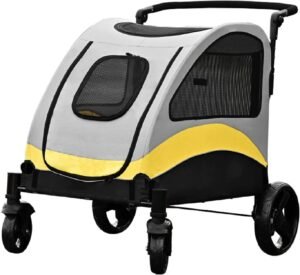 Opvouwbare Hondenbuggy – Hondenkinderwagen voor Hond – Veilig en Comfortabel Dierenvervoer – Inclusief Regenhoes – Tot 42 kg