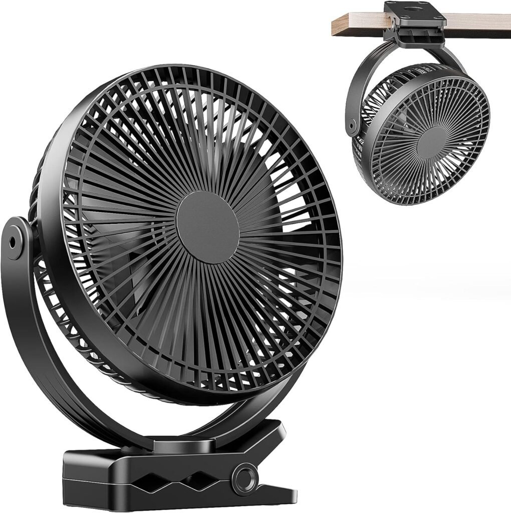 USB ventilator met oplaadbare batterij en clip, 8 inch, voor camping en kinderwagen