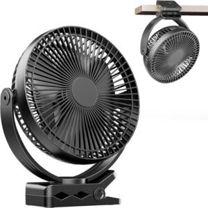 USB ventilator met oplaadbare batterij en clip, 8 inch, voor camping en kinderwagen